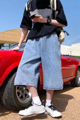 Lockere Hip Hop Denim Shorts mit weitem Bein